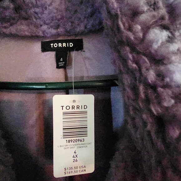 Torrid Size 4 Lilac Teddy Bear coat NWT - Picture 2 of 4